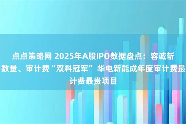 点点策略网 2025年A股IPO数据盘点:容诚斩获项目数量、审计费“双料冠军” 华电新能成年度审计费最贵项目