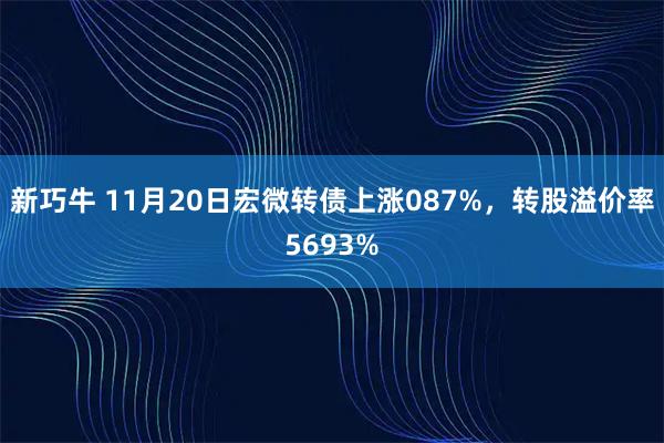新巧牛 11月20日宏微转债上涨087%,转股溢价率5693%